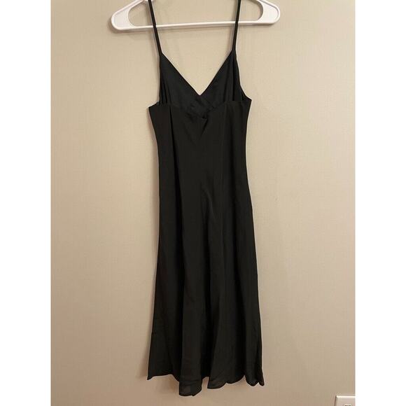 Club Monaco Black Seam Slip Dress Midi Cross Detail Front Size 2 NWT $109 - Picture 3 of 4